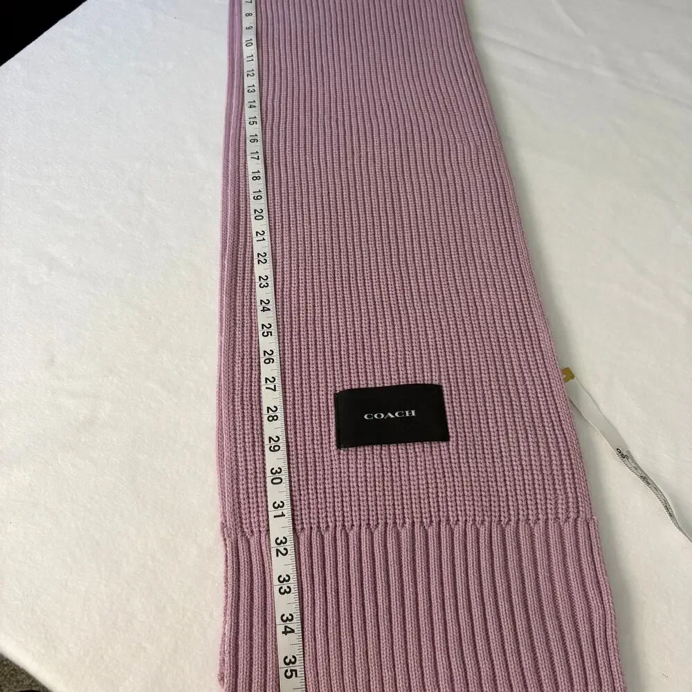 Coach Woven Patch Knit Scarf Mauve Pink Color NWT